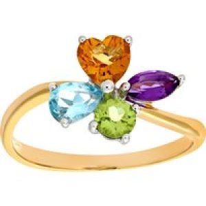 Diamant L’Eternel Womens Ladies 9ct Yellow Gold Multi Gem Stone Dress Ring – Size K
