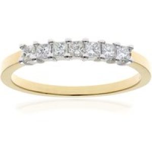 Diamant L’Eternel Womens 18ct Yellow Gold 1/3 Carat Certified J/I Princess Cut Diamond Eternity Ring – Size J