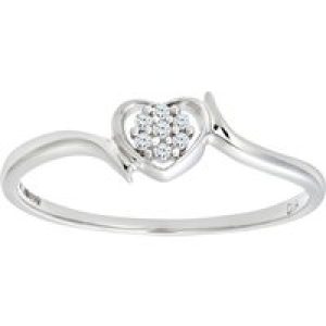 Diamant L’Eternel Womens 9ct White Gold Diamond Heart Cluster Ring – Size M