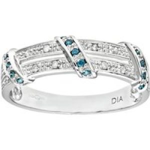Diamant L’Eternel Womens 9ct White Gold Blue Diamond Twist Ribbon Eternity Ring – Size K