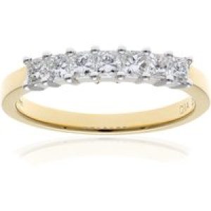 Diamant L’Eternel Womens 18ct Yellow Gold 1/2 Carat Certified J/I Princess Cut Diamond Eternity Ring – Size K