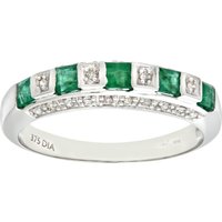Diamant L'Eternel Womens Ladies 9ct White Gold Diamond and Emerald Eternity Ring - Size K - Image 2