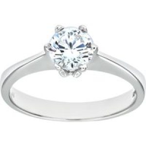 Diamant L’Eternel Womens 9ct White Gold Ladies Stone Set Solitaire Ring – Size T
