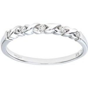 Diamant L’Eternel Womens 9ct White Gold 0.10ct Diamond Kiss Eternity Ring – Size K