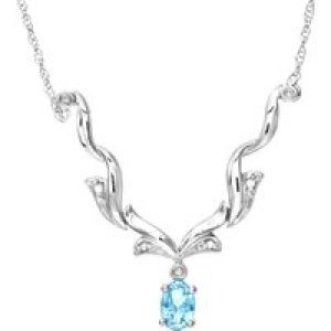 Diamant L’Eternel Womens 9ct White Gold Diamond and Blue Topaz Ladies Necklace – One Size