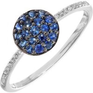 Diamant L’Eternel Womens 9ct White Gold Diamond and 0.33ct Sapphire Round Ring – Size N