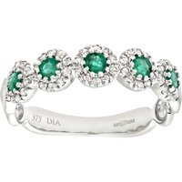 Diamant L'Eternel Womens 9ct White Gold Diamond and Emerald Eternity Ladies Ring - Size V - Image 2