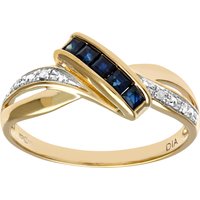 Diamant L'Eternel Womens Ladies 9ct Yellow Gold Fancy Diamond and Sapphire Ring - Size Q - Image 2