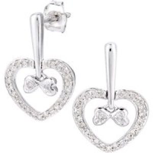 Diamant L’Eternel Womens 9ct White Gold Diamond Heart Charm Earrings – One Size