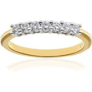 Diamant L’Eternel Womens 18ct Yellow Gold 0.33ct Certified IJ/I Diamond Claw Set Half Eternity Ring – Size O