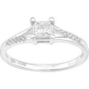 Diamant L’Eternel Womens 18ct White Gold Ring With 0.5ct Diamond – Size J