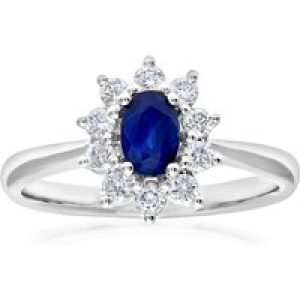 Diamant L’Eternel Womens Cluster Ring, 18ct White Gold Diamond and Sapphire 0.33ct Weight – Size P