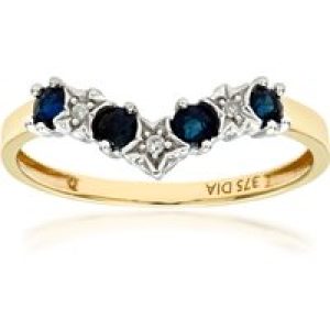 Diamant L’Eternel Womens 9ct Yellow Gold Sapphire And Diamond Wishbone Ring – Size K
