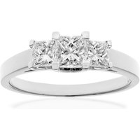 Diamant L'Eternel Womens 18ct White Gold 1 Carat Certified J/I Princess Cut Diamond Trioligy Ring - Size L - Image 2