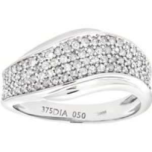 Diamant L’Eternel Womens 9ct White Gold 050ct Diamond Half Eternity Wave Ring – Size P