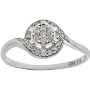 Diamant L’Eternel Womens Ladies 9ct White Gold 15pts Diamond Fancy Cluster Ring – Size J