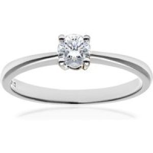 Diamant L’Eternel Womens Engagement Ring, 18ct White Gold IJ/I Round Brilliant Certified Diamond 0.25ct Weight – Size J