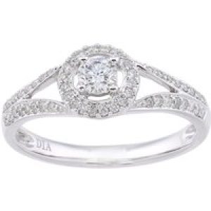 Diamant L’Eternel Womens 18ct White Gold 0.41ct Diamond Cluster Ring – Size O