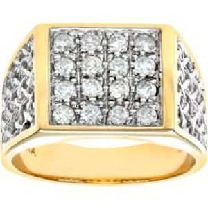 Diamant L’Eternel Womens 9ct Yellow Gold Diamond Gents Cluster – Size Z