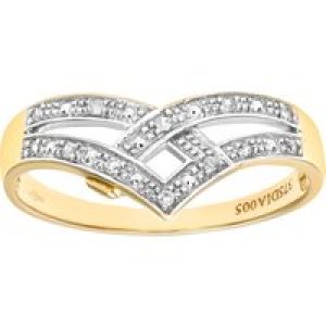 Diamant L’Eternel Womens 9ct Yellow Gold Diamond Wishbone Ring – Size J