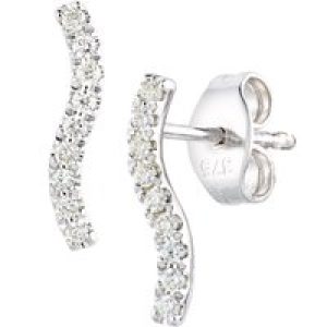 Diamant L’Eternel Womens 9ct White Gold Earrings With 0.1ct Diamond – One Size