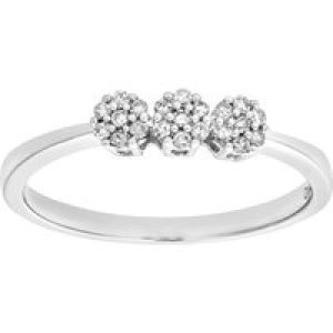Diamant L’Eternel Womens Ladies 9ct White Gold 10pts Diamond Fancy Cluster Ring – Size L
