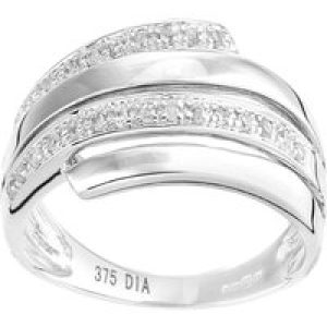 Diamant L’Eternel Womens 9ct White Gold Ring With 0.08ct Diamond – Size J