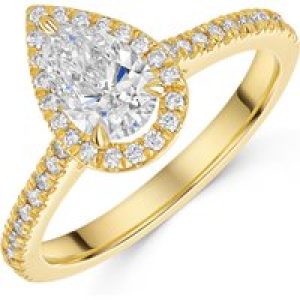 18ct Yellow Gold Lab Grown 0.75ct Pear Diamond Halo Shoulders 1.00tw