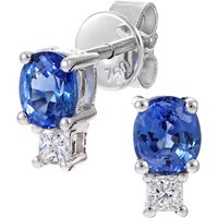 Diamant L'Eternel Womens 18ct White Gold Ladies 10pt Diamond and Sapphire Earrings - One Size - Image 2