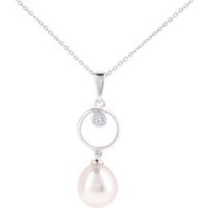 Diamant L’Eternel Womens 9ct White Gold, 0.03ct Diamond with Cultured pearl Pendant – One Size