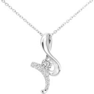 Diamant L’Eternel Womens 9ct White Gold Diamond Twist Design Pendant Necklace of Length 46cm – One Size