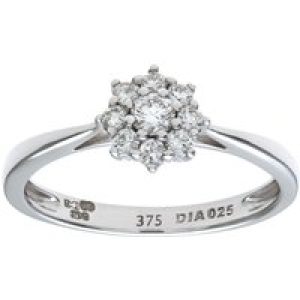 Diamant L’Eternel Womens Round Brilliant 0.25ct I/I1 Certified Diamonds 9ct White Gold Cluster Ring – Size J