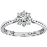Diamant L'Eternel Womens Round Brilliant 0.25ct I/I1 Certified Diamonds 9ct White Gold Cluster Ring - Size J - Image 2