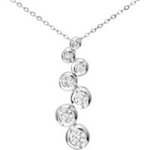 Diamant L’Eternel Womens 9ct White Gold 0.33ct 7-Stone Diamond Pendant and Chain of 46cm – One Size