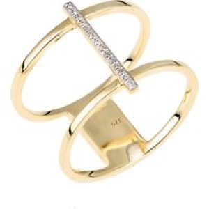 Diamant L’Eternel Womens 9ct Yellow Gold Double Layer Diamond Ring – Size J