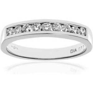 Diamant L’Eternel Womens 18ct White Gold Certified 0.33ct IJ/I Diamond Channel Set Half Eternity Ring – Size L