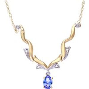Diamant L’Eternel Womens 9ct Yellow Gold Tanzanite and Diamond Wave Necklace – One Size