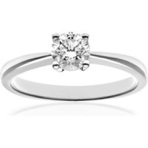 Diamant L’Eternel Womens Engagement Ring, 18ct White Gold IJ/I Round Brilliant Certified Diamond 0.50ct Weight – Size Q