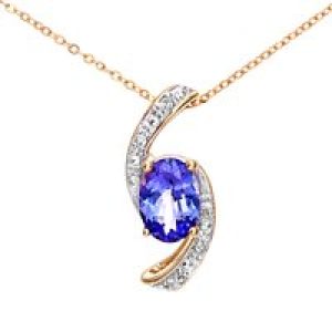Diamant L’Eternel Womens 9ct Yellow Gold Tanzanite and Diamond Crossover Pendant – One Size