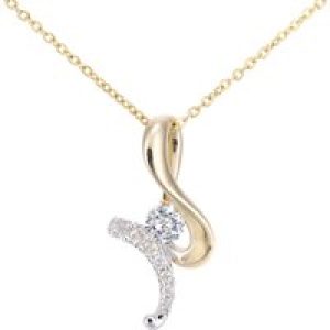 Diamant L’Eternel Womens 9ct Yellow and White Gold Twist Design Diamond Pendant Necklace of Length 46cm – One Size