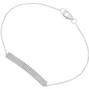Diamant L’Eternel Womens 9ct White Gold Pave Set Diamond Bar Bracelet of 17.8cm – One Size