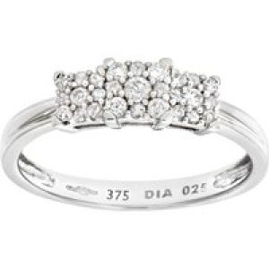Diamant L’Eternel Womens 9ct White Gold Diamond Cluster Ladies Ring – Size V