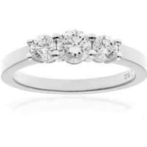 Diamant L’Eternel Womens Trilogy Ring, 18ct White Gold IJ/I Round Brilliant Certified Diamond 0.75ct Weight – Size J