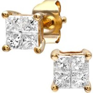 Diamant L’Eternel Womens Ladies 9ct Yellow Gold 0.33ct Diamond Stud Earrings – One Size