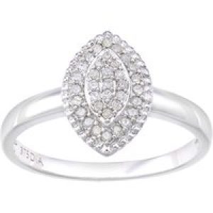 Diamant L’Eternel Womens 9ct White Gold Marquise Shape Cluster 0.16ct Diamond Ring – Size K