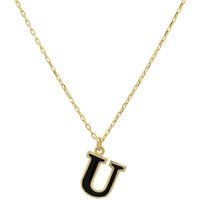 Latelita Womens Initial Enamel Necklace Gold U - Black Sterling Silver - One Size - Image 2