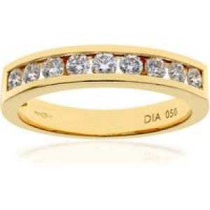 Diamant L’Eternel Womens 18ct Yellow Gold Certified Half Carat IJ/I Diamond Channel Set Eternity Ring – Size N
