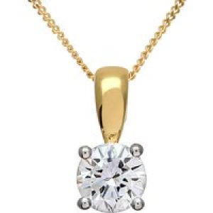 Diamant L’Eternel Womens Diamond Solitaire Pendant, 18ct Yellow Gold IJ/I Round Brilliant Certified 0.75ct Weight – One Size
