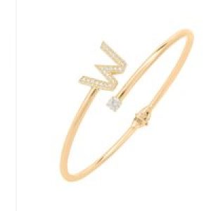 Latelita Womens Initial Bangle Gold W – Yellow Sterling Silver – One Size