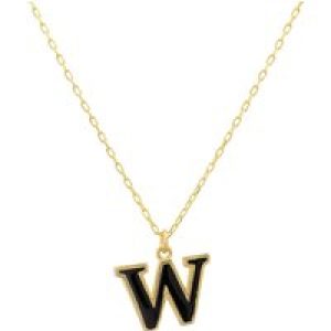 Latelita Womens Initial Enamel Necklace Gold W – Black Sterling Silver – One Size